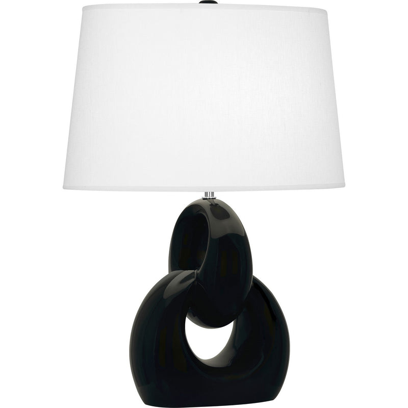 Robert Abbey OS981 One Light Table Lamp, Obsidian Glazed Ceramic w/Polished Nickel