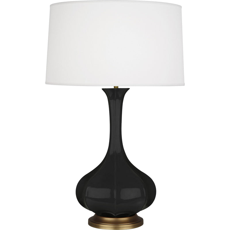 Robert Abbey OS994 One Light Table Lamp, Obsidian Glazed Ceramic w/Aged Brass