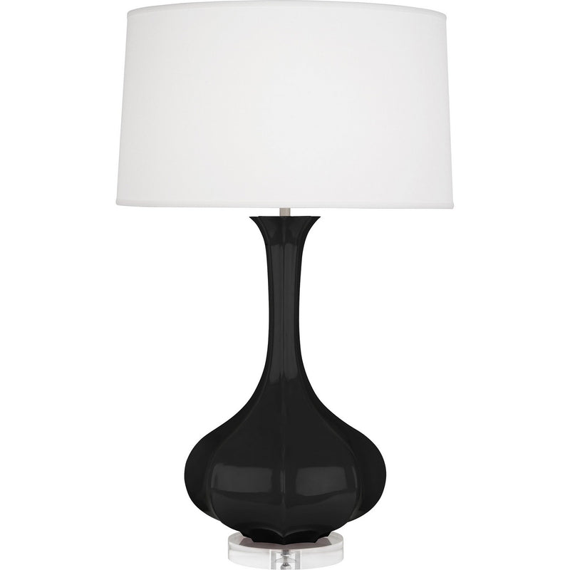 Robert Abbey OS996 One Light Table Lamp, Obsidian Glazed Ceramic w/Lucite