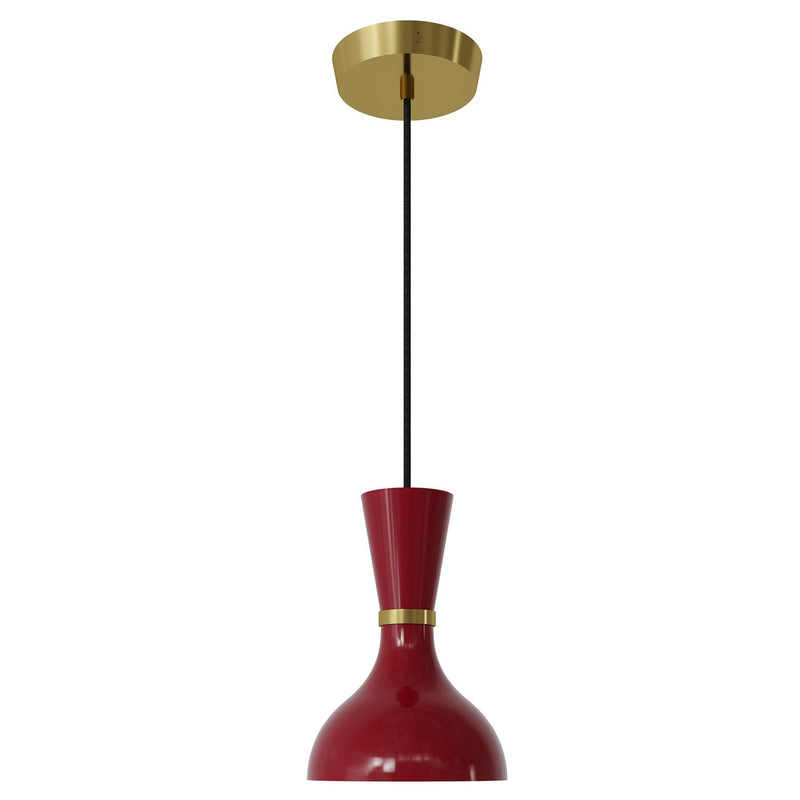 Robert Abbey OX01OX One Light Pendant, Modern Brass w/Oxblood Painted