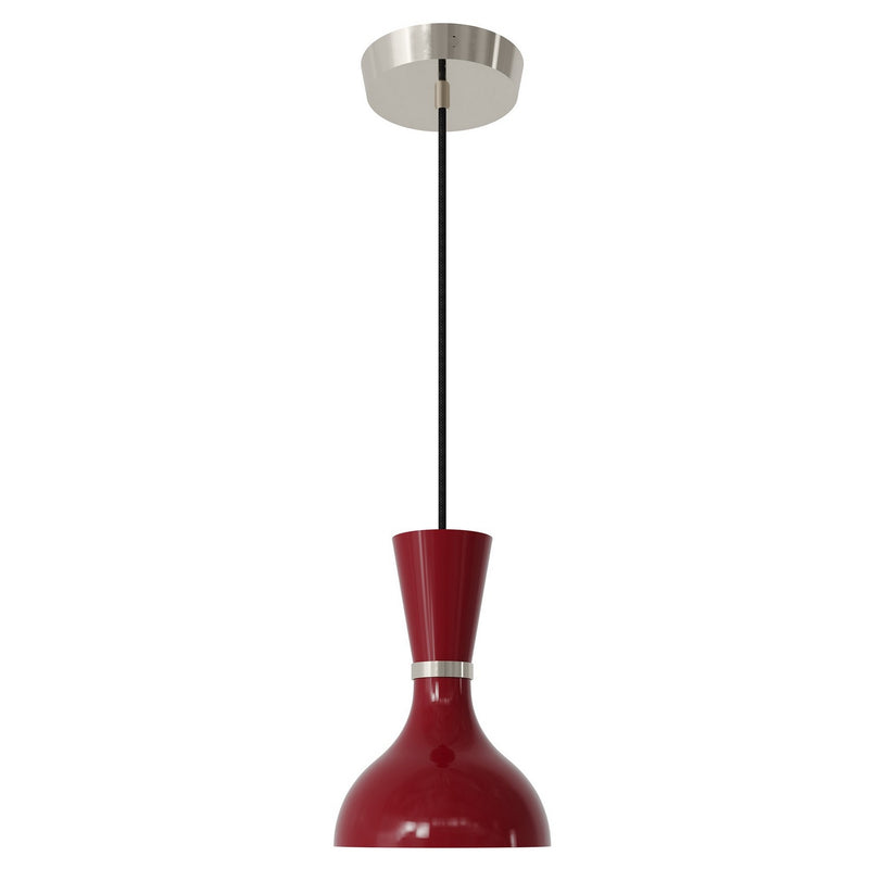 Robert Abbey OX02OX One Light Pendant, Polished Nickel w/Oxblood Painted