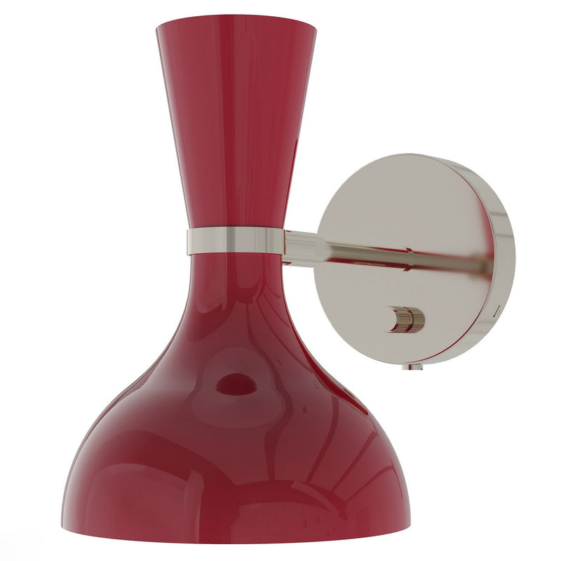 Robert Abbey OX06OX One Light Wall Sconce, Polished Nickel w/Oxblood Painted