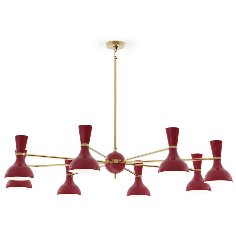 Robert Abbey OX08OX Eight Light Chandelier, Modern Brass w/Oxblood Painted