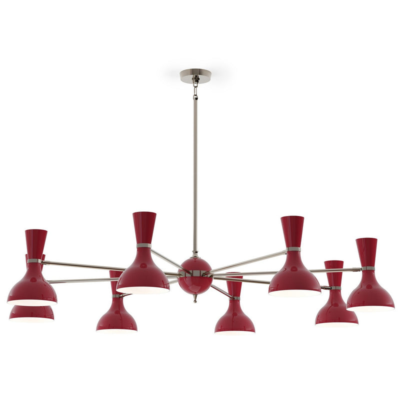 Robert Abbey OX09OX Eight Light Chandelier, Polished Nickel w/Oxblood Painted