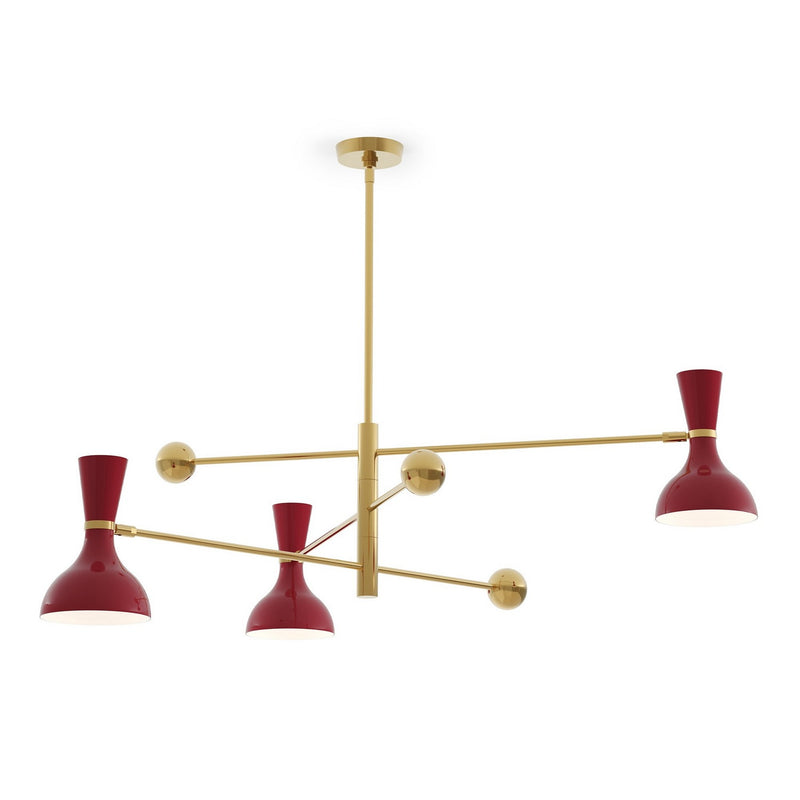 Robert Abbey OX10OX Three Light Pendant, Modern Brass w/Oxblood Painted