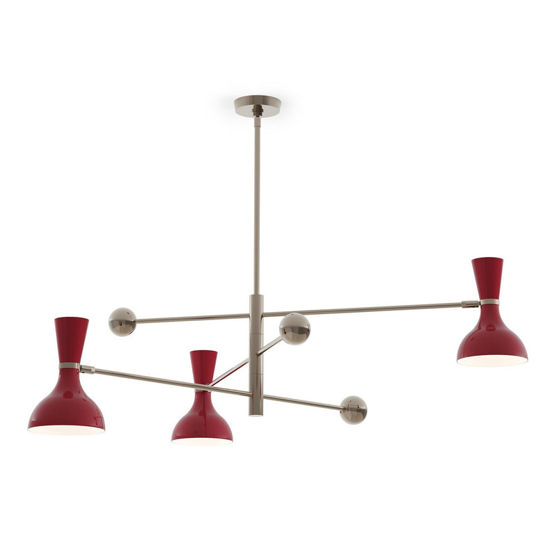 Robert Abbey OX11OX Three Light Pendant, Polished Nickel w/Oxblood Painted