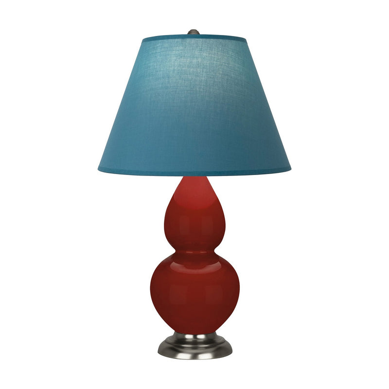 Robert Abbey OX12B One Light Accent Lamp, Oxblood Glazed Ceramic w/Antique Silver