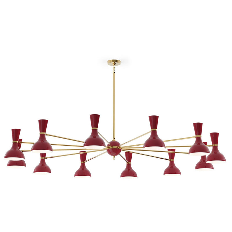 Robert Abbey OX12OX 12 Light Chandelier, Modern Brass w/Oxblood Painted