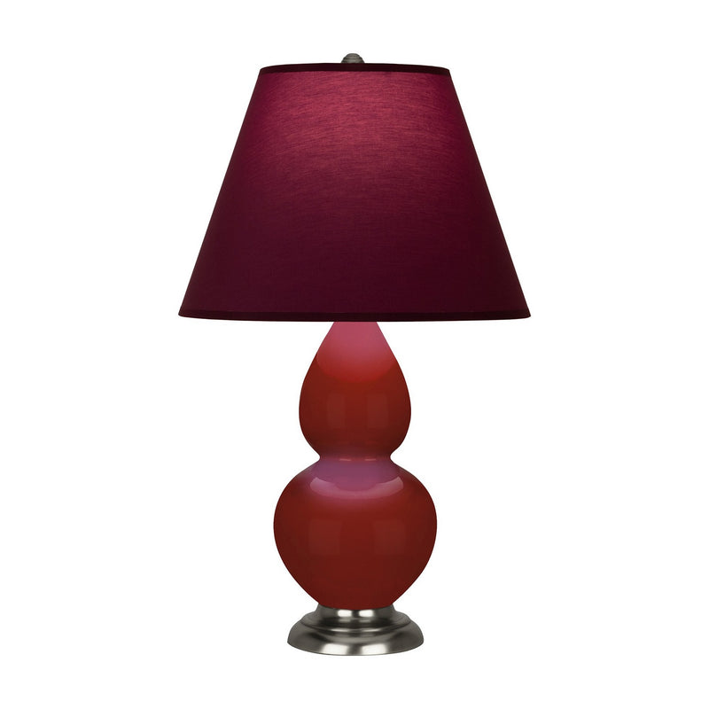 Robert Abbey OX12P One Light Accent Lamp, Oxblood Glazed Ceramic w/Antique Silver