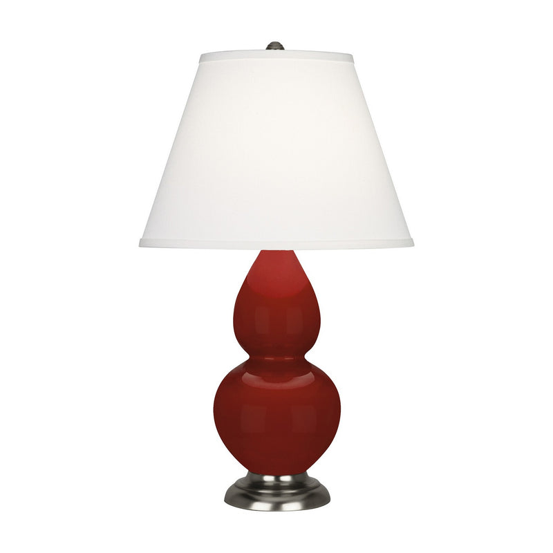 Robert Abbey OX12X One Light Accent Lamp, Oxblood Glazed Ceramic w/Antique Silver