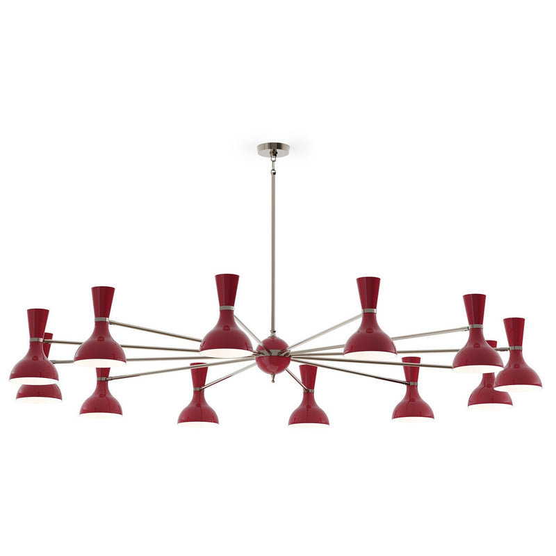 Robert Abbey OX13OX 12 Light Chandelier, Polished Nickel w/Oxblood Painted