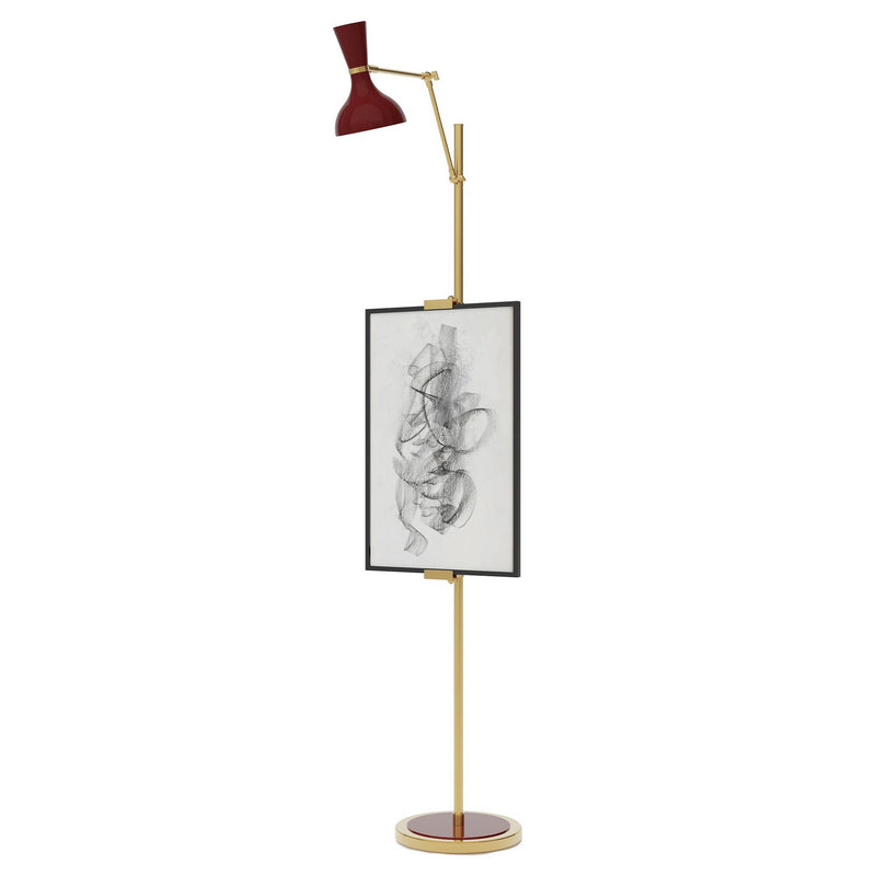 Robert Abbey OX16OX One Light Floor Easel, Modern Brass w/Oxblood Painted