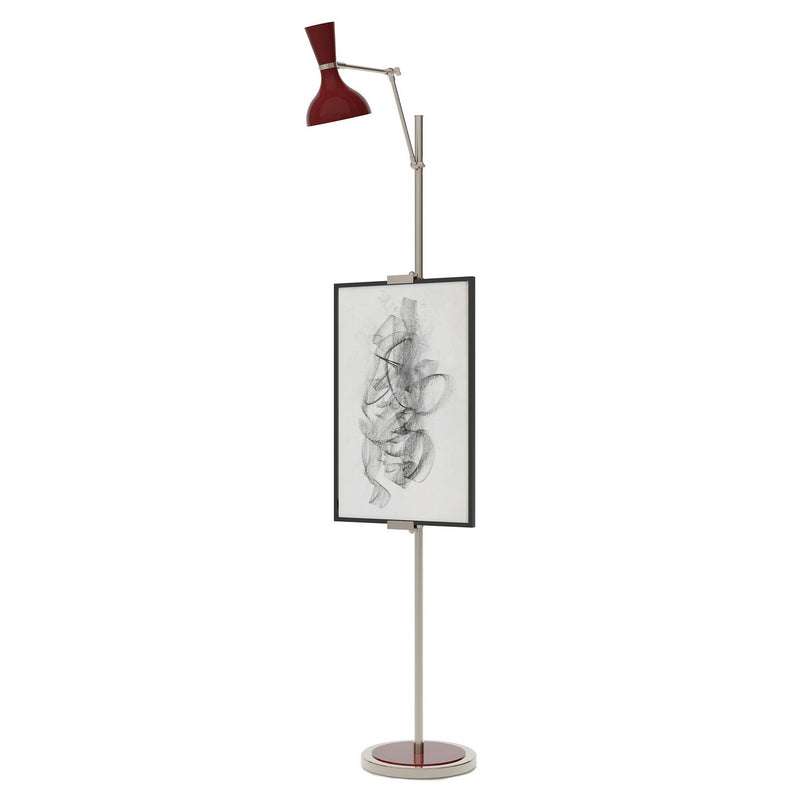 Robert Abbey OX17OX One Light Floor Easel, Polished Nickel w/Oxblood Painted