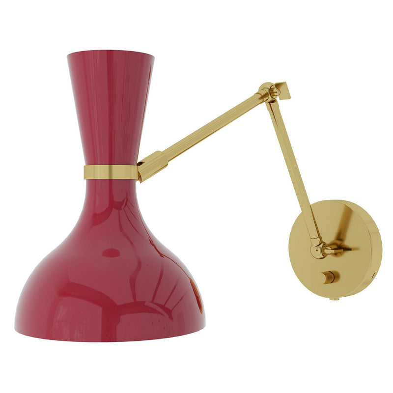 Robert Abbey OX18OX One Light Wall Sconce, Modern Brass w/Oxblood Painted