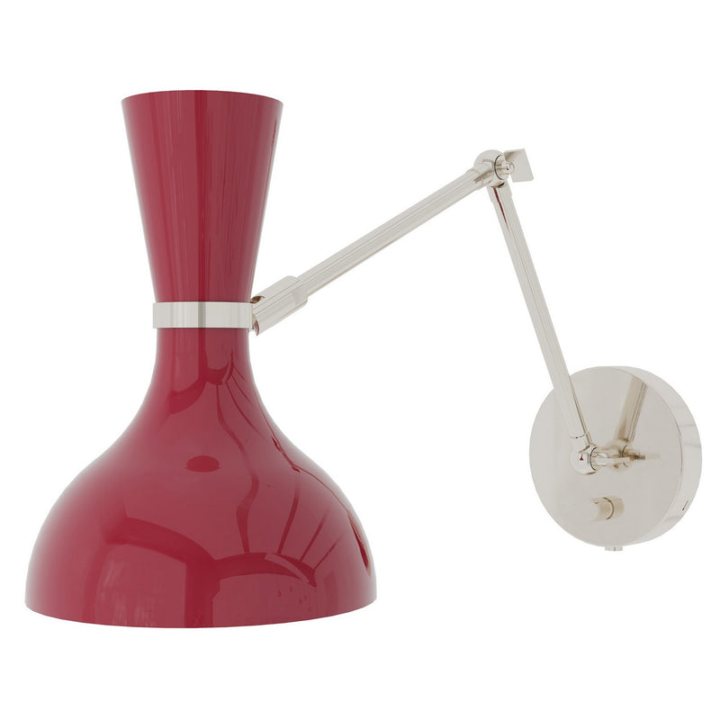 Robert Abbey OX19OX One Light Wall Sconce, Polished Nickel w/Oxblood Painted