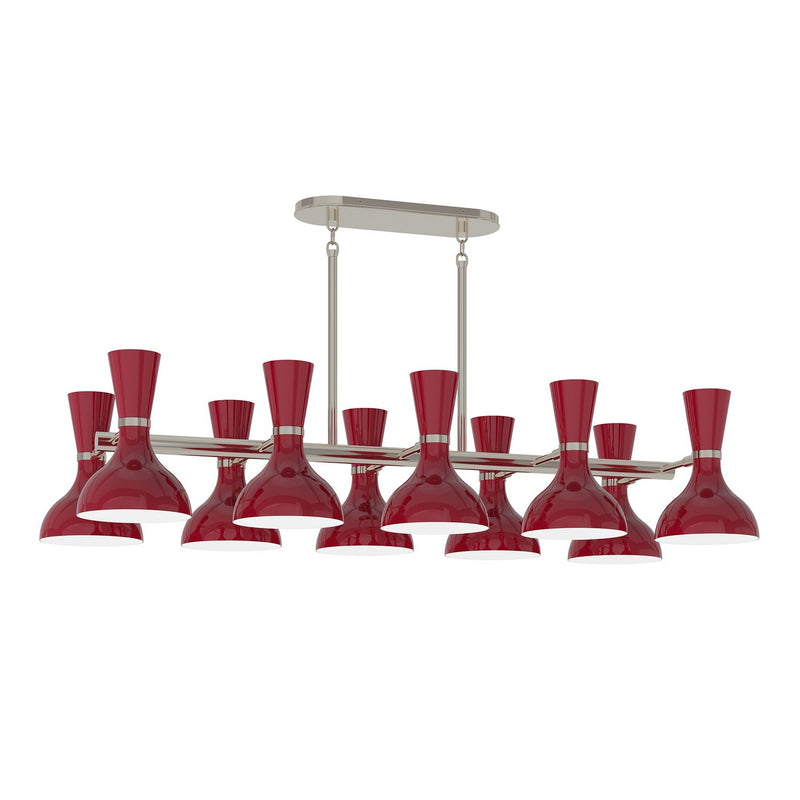 Robert Abbey OX21OX Ten Light Chandelier, Polished Nickel w/Oxblood Painted