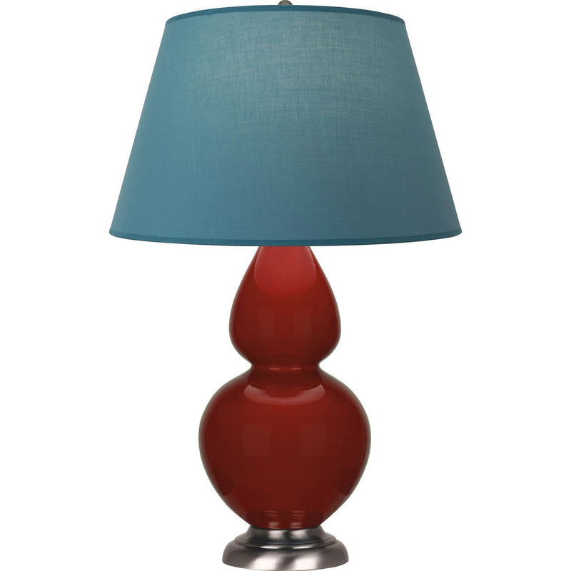 Robert Abbey OX22B One Light Table Lamp, Oxblood Glazed Ceramic w/Antique Silver