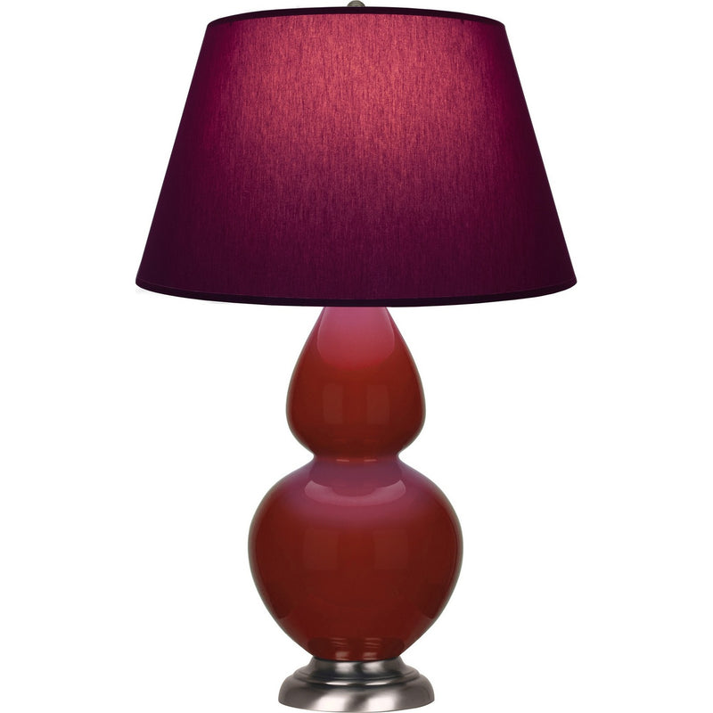 Robert Abbey OX22P One Light Table Lamp, Oxblood Glazed Ceramic w/Antique Silver