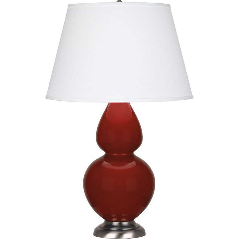 Robert Abbey OX22X One Light Table Lamp, Oxblood Glazed Ceramic w/Antique Silver