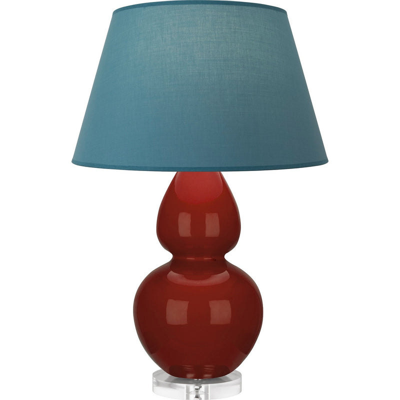 Robert Abbey OX23B One Light Table Lamp, Oxblood Glazed Ceramic w/Lucite