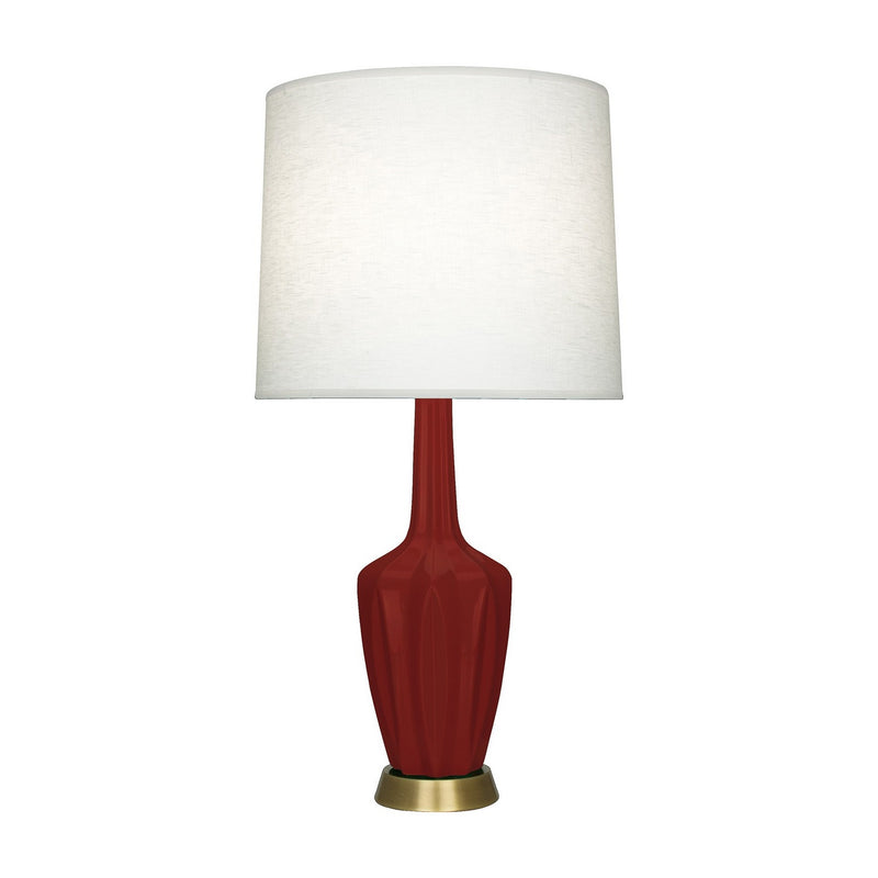Robert Abbey OX36 One Light Accent Lamp, Oxblood Glazed Ceramic w/Warm Brass