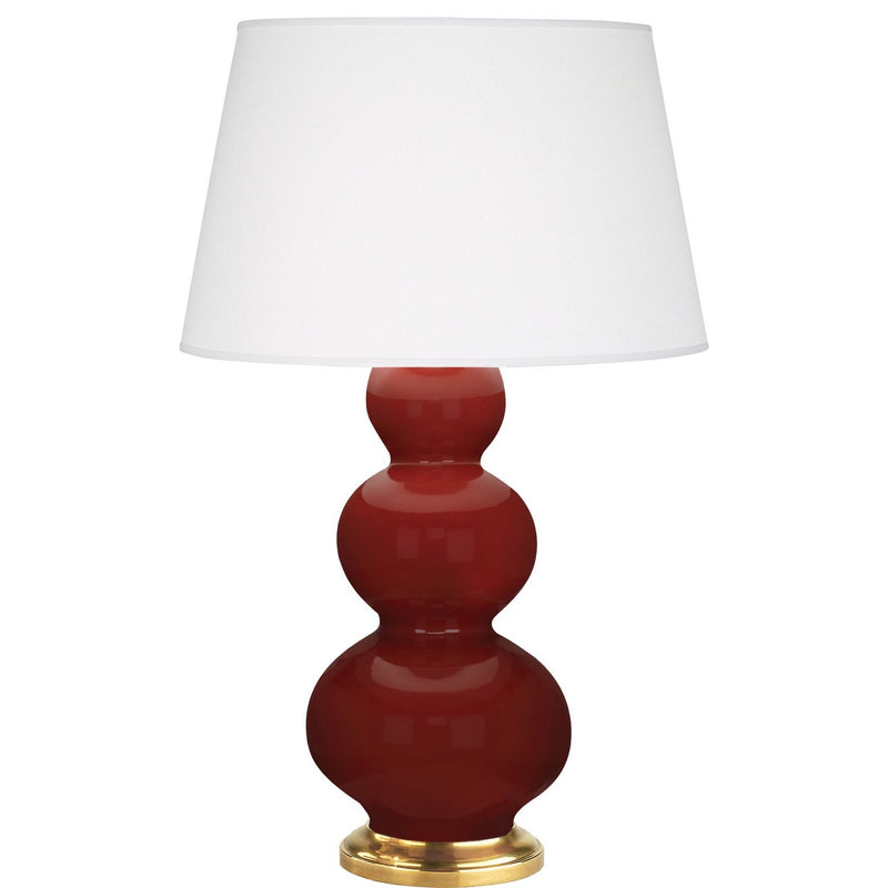 Robert Abbey OX40X One Light Table Lamp, Oxblood Glazed Ceramic w/Antique Natural Brass