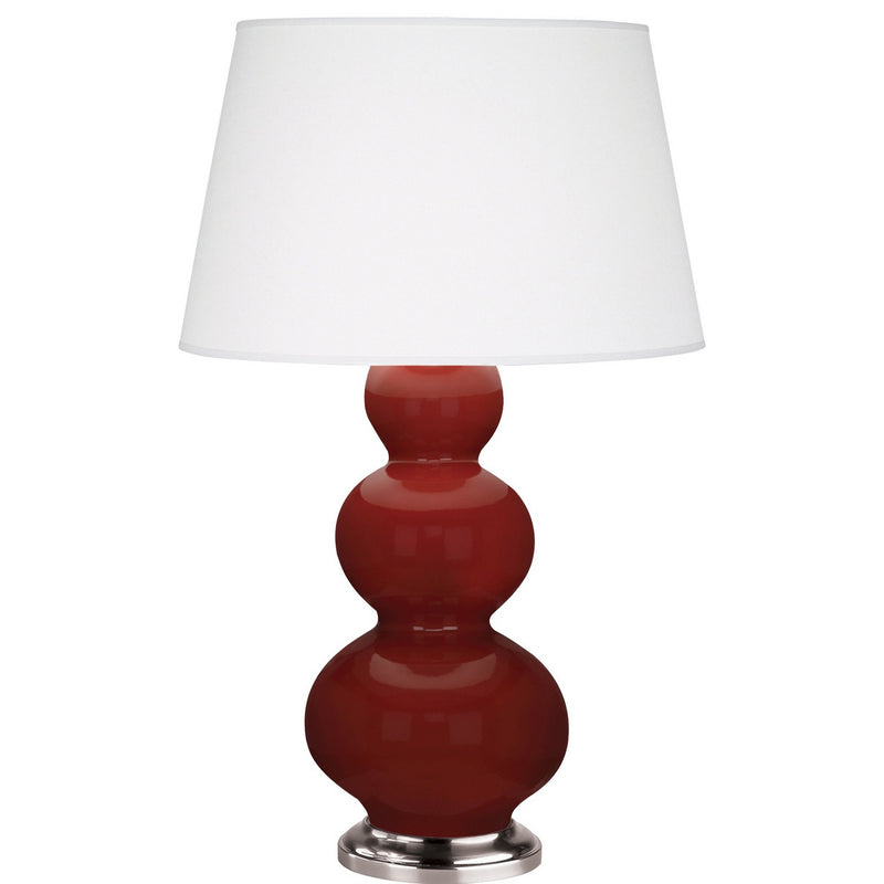 Robert Abbey OX42X One Light Table Lamp, Oxblood Glazed Ceramic w/Antique Silver