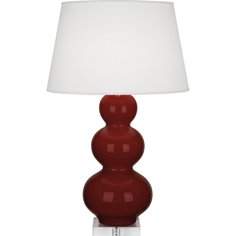 Robert Abbey OX43X One Light Table Lamp, Oxblood Glazed Ceramic w/Lucite