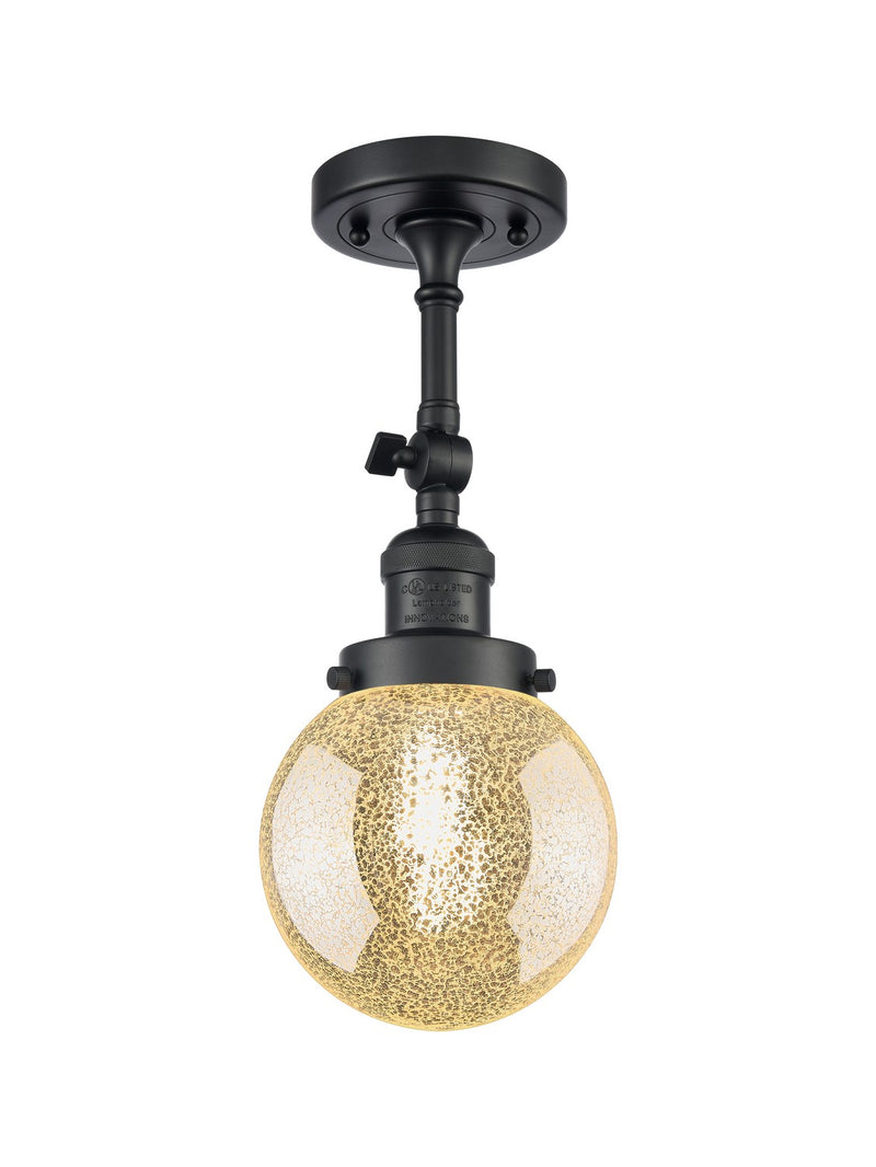 Innovations 203-BK-G208-6 One Light Wall Sconce, Matte Black