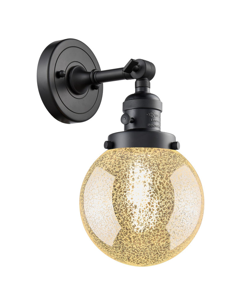 Innovations 203SW-BK-G208-6 One Light Wall Sconce, Matte Black