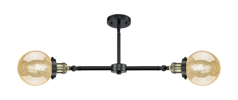Innovations 209-BAB-G208-6 Two Light Island Pendant, Black Antique Brass