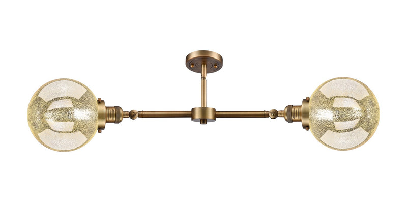 Innovations 209-BB-G208-8 Two Light Island Pendant, Brushed Brass