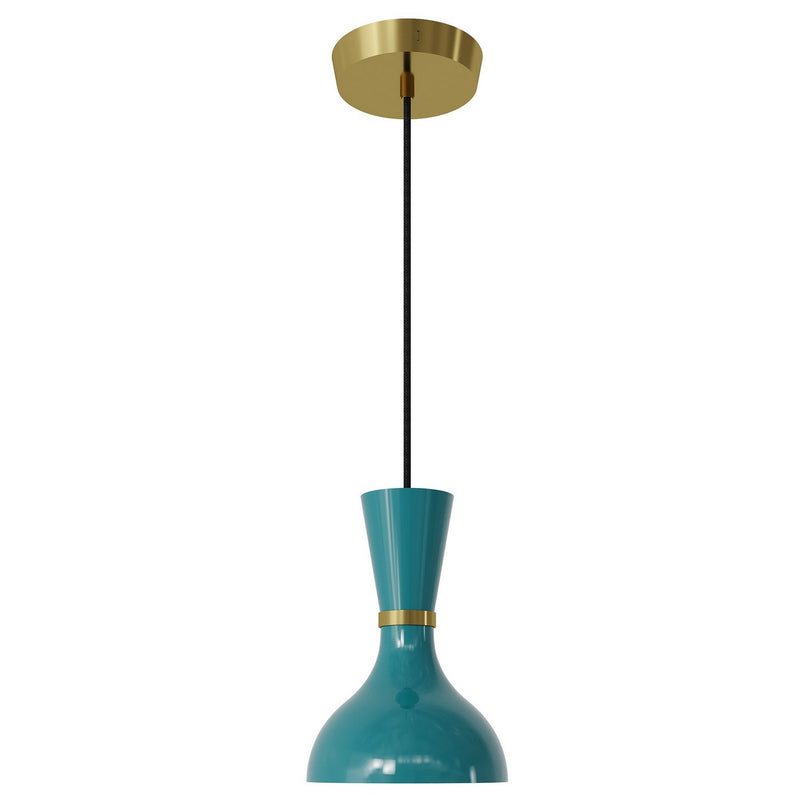 Robert Abbey PC01PC One Light Pendant, Modern Brass w/Peacock Painted