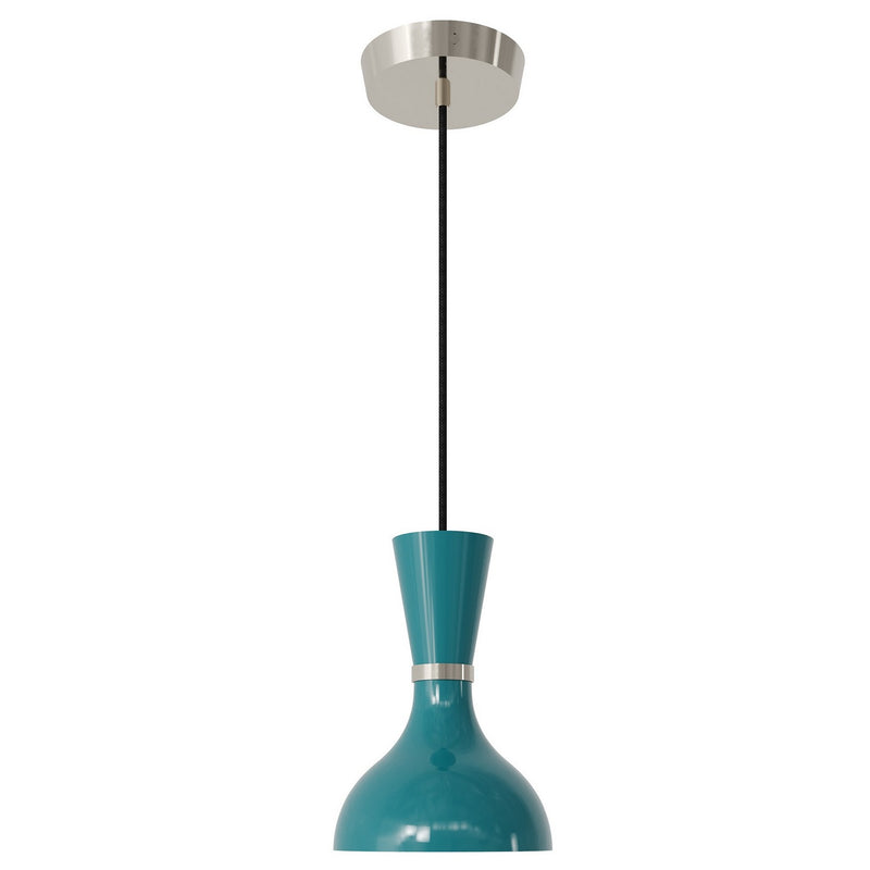 Robert Abbey PC02PC One Light Pendant, Polished Nickel w/Peacock Painted