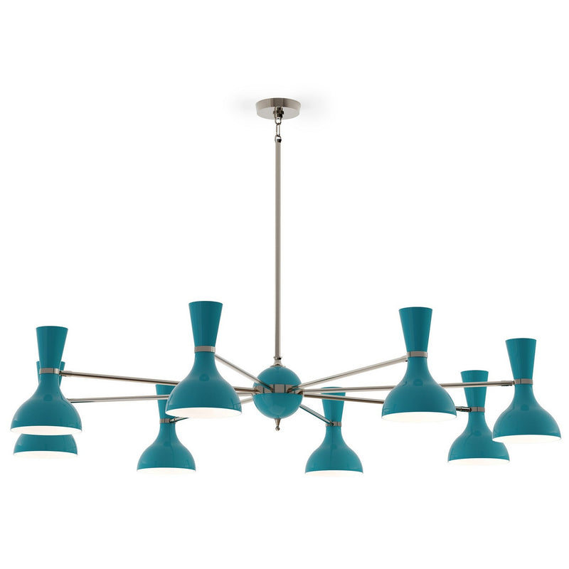 Robert Abbey PC09PC Eight Light Chandelier, Polished Nickel w/Peacock Painted
