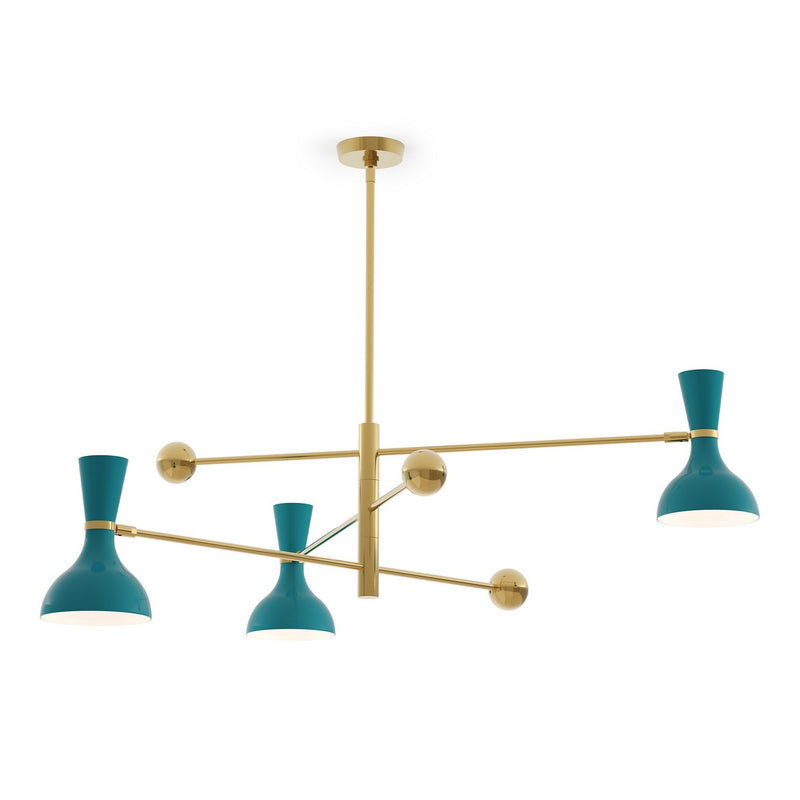 Robert Abbey PC10PC Three Light Pendant, Modern Brass w/Peacock Painted