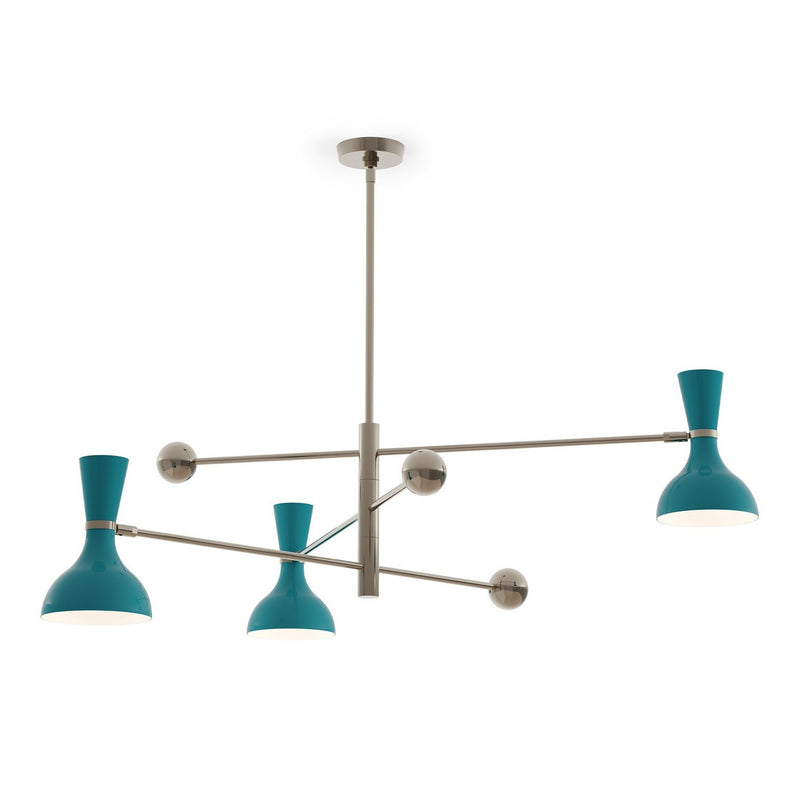 Robert Abbey PC11PC Three Light Pendant, Polished Nickel w/Peacock Painted