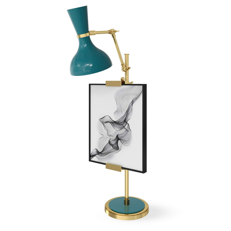 Robert Abbey PC14PC One Light Table Easel, Modern Brass w/Peacock Painted