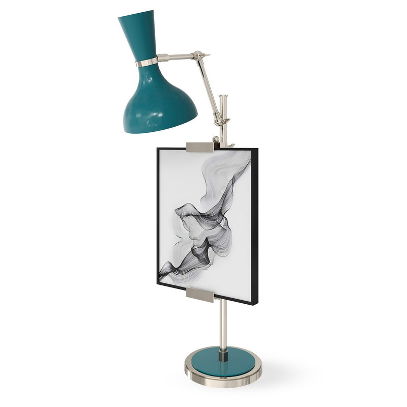 Robert Abbey PC15PC One Light Table Easel, Polished Nickel w/Peacock Painted