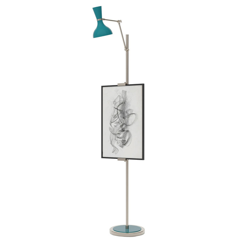 Robert Abbey PC17PC One Light Floor Easel, Polished Nickel w/Peacock Painted