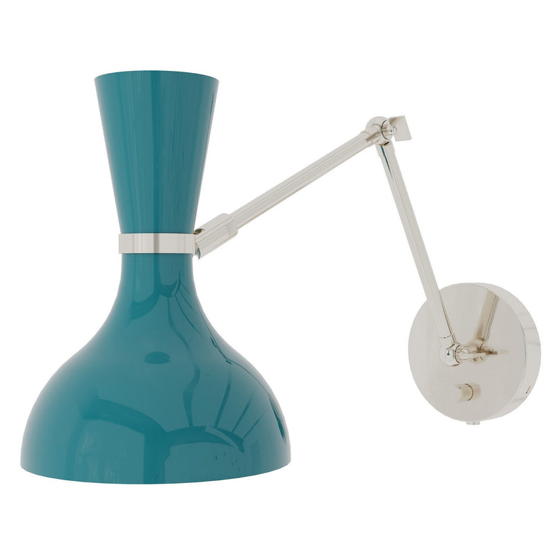 Robert Abbey PC19PC One Light Wall Sconce, Polished Nickel w/Peacock Painted