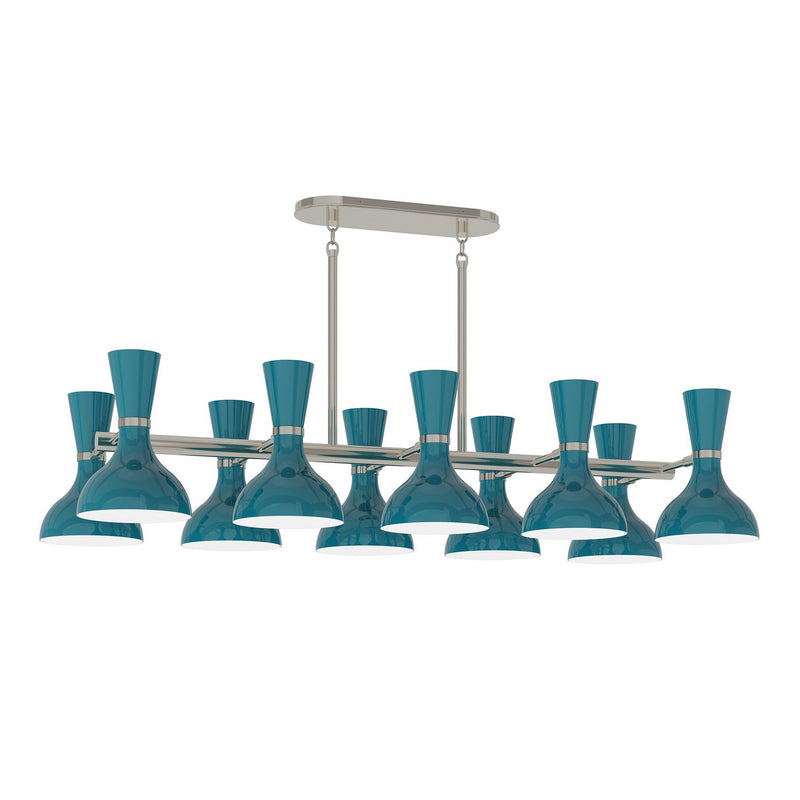 Robert Abbey PC21PC Ten Light Chandelier, Polished Nickel w/Peacock Painted