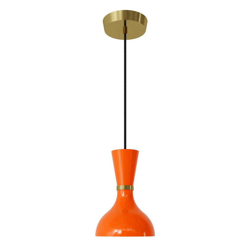 Robert Abbey PM01PM One Light Pendant, Modern Brass w/Pumpkin Painted