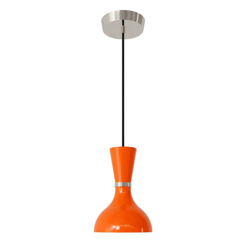 Robert Abbey PM02PM One Light Pendant, Polished Nickel w/Pumpkin Painted