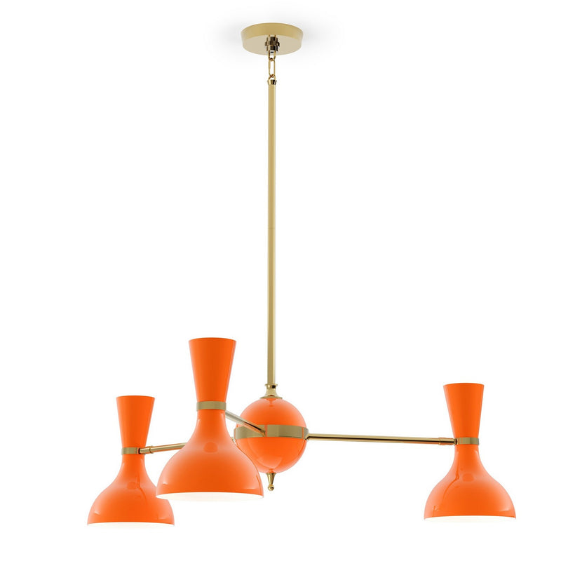 Robert Abbey PM03PM Three Light Chandelier, Modern Brass w/Pumpkin Painted
