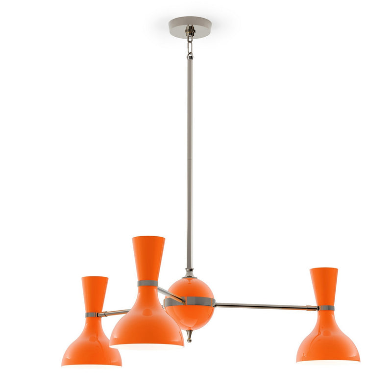 Robert Abbey PM04PM Three Light Chandelier, Polished Nickel w/Pumpkin Painted