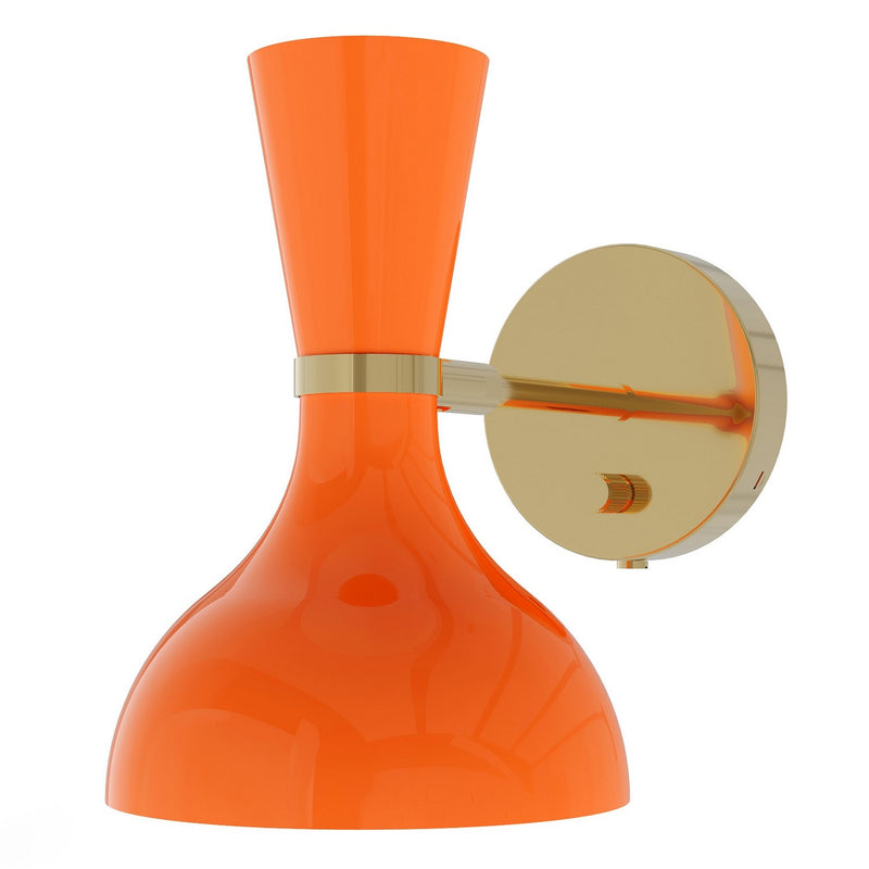 Robert Abbey PM05PM One Light Wall Sconce, Modern Brass w/Pumpkin Painted