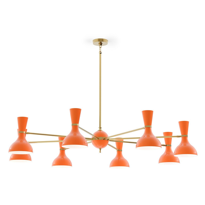 Robert Abbey PM08PM Eight Light Chandelier, Modern Brass w/Pumpkin Painted