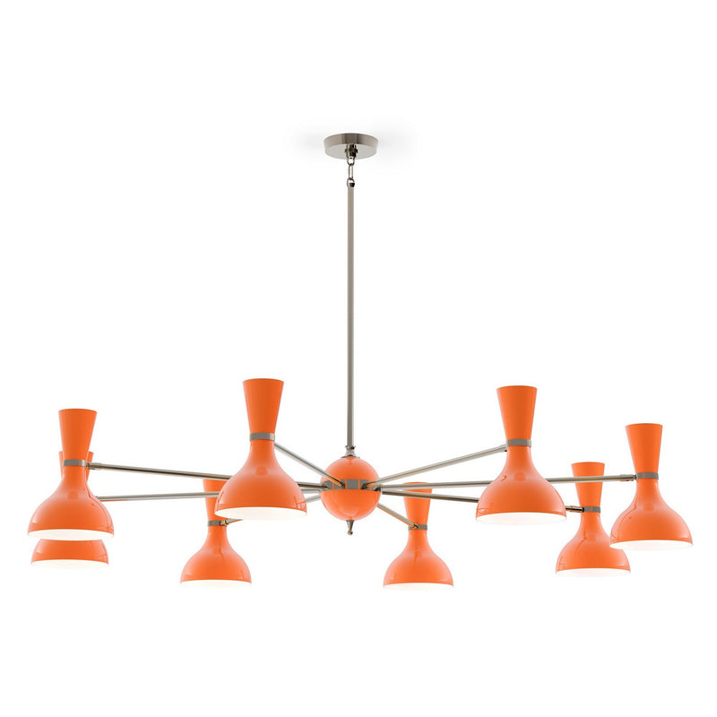 Robert Abbey PM09PM Eight Light Chandelier, Polished Nickel w/Pumpkin Painted