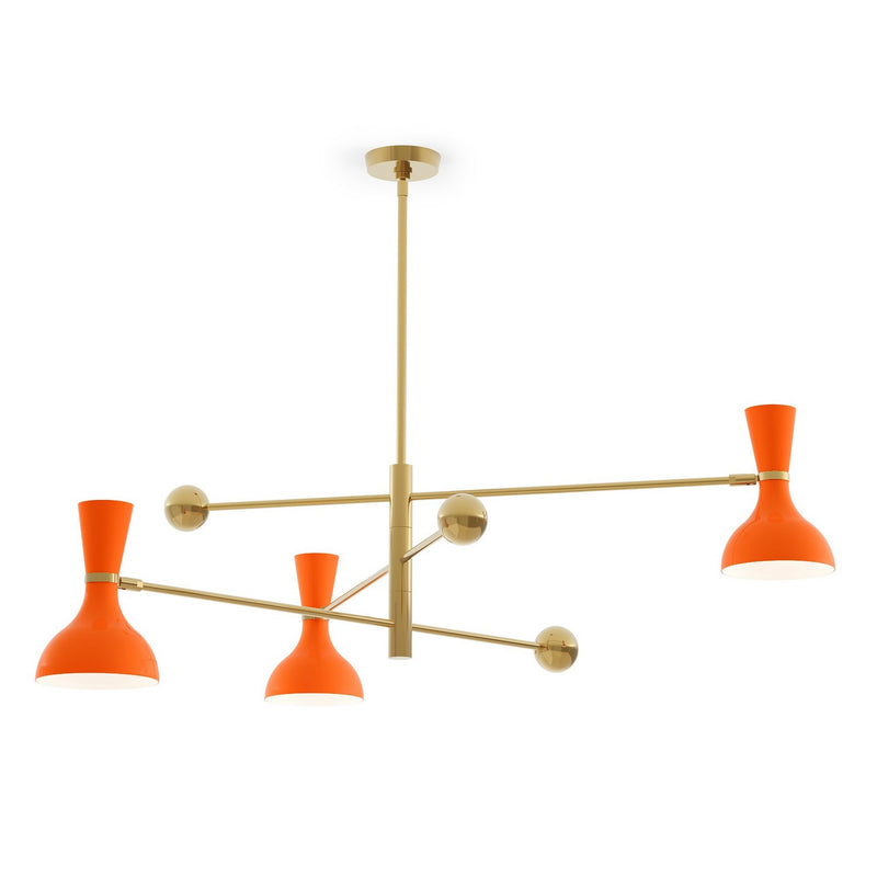 Robert Abbey PM10PM Three Light Pendant, Modern Brass w/Pumpkin Painted
